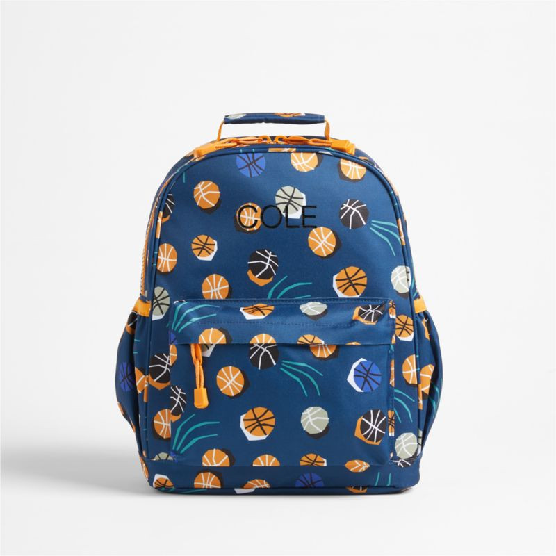 Basketball Personalized Medium Kids School Backpack with Side Pockets | Crate & Kids | Crate & Barrel