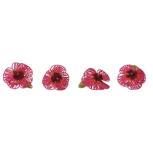 Storied Home 4-Piece Round Handmade Glass Beaded Flower Napkin Rings, Multicolor in Pink at Nordstrom | Nordstrom