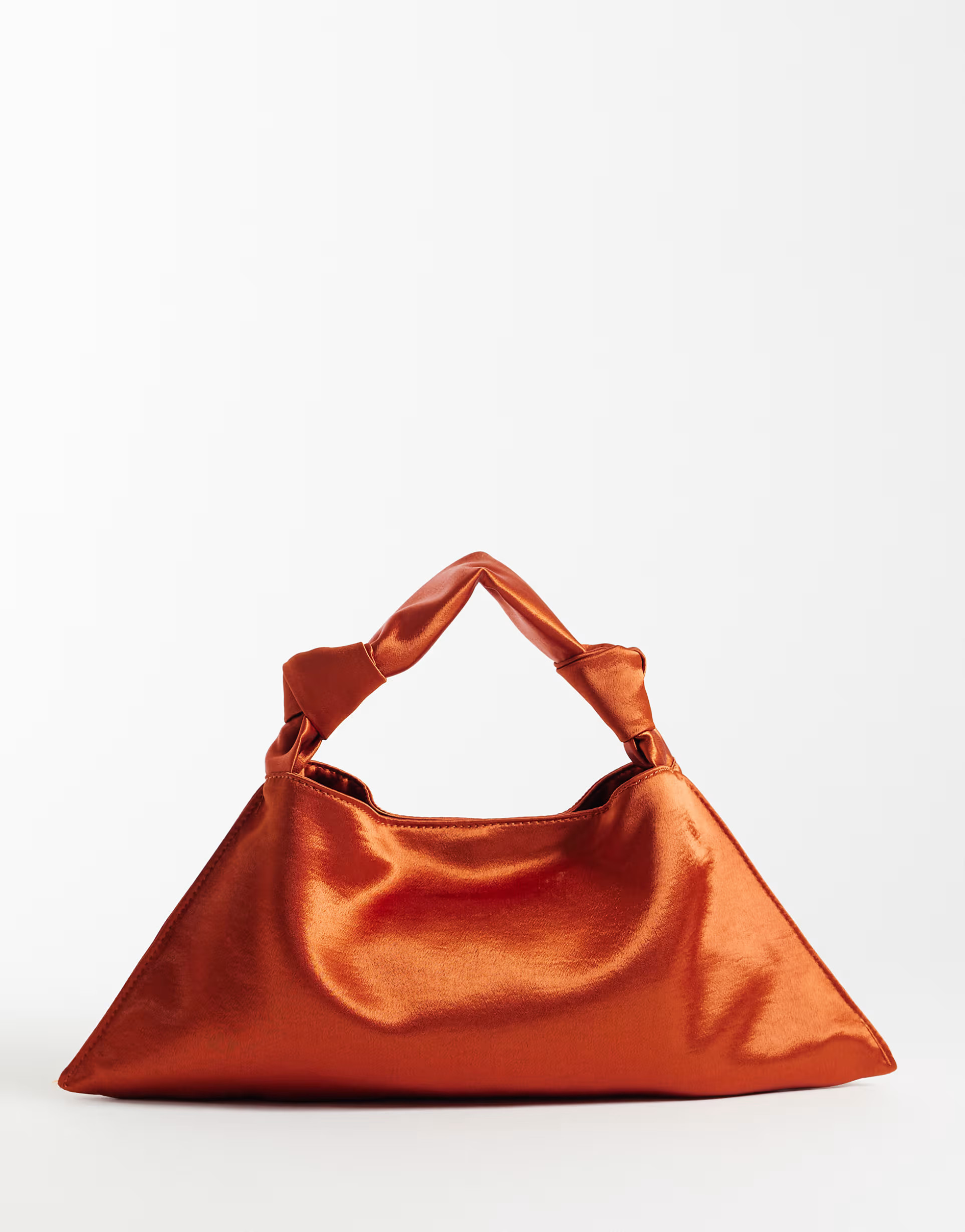 ASOS DESIGN textured hammered satin small shoulder bag in rust | ASOS (Global)
