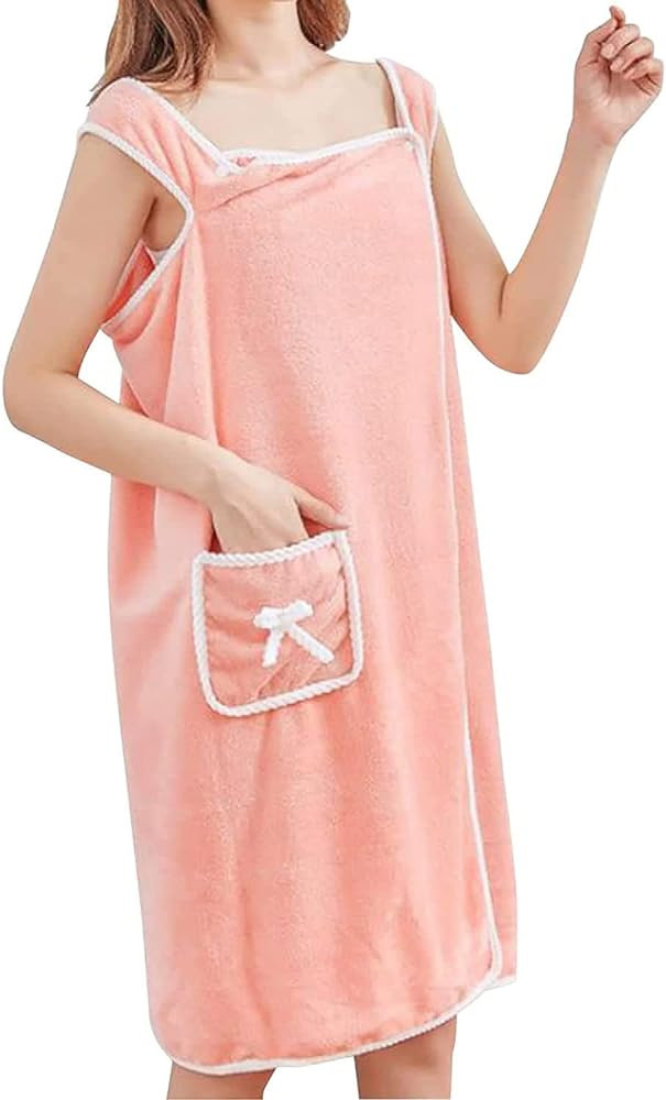 Slim figure wearable bath towel for women,body Wrap Coral Fleece Bathrobes,quick dry bath wraps s... | Amazon (US)
