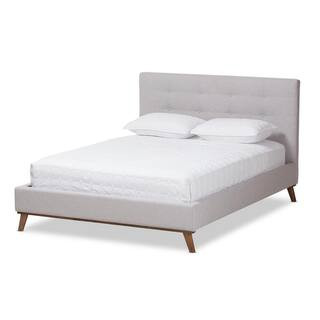 Valencia Greyish Beige King Platform Bed | The Home Depot