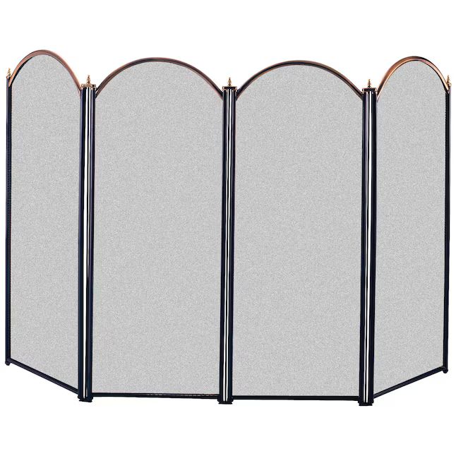 50-in Black and Antique Brass Steel 4-Panel Arched Fireplace Screen | Lowe's