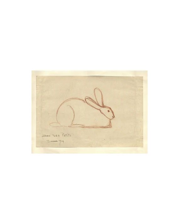 Vintage Bunny Drawing Wall Art Bunny Sketch Printed Bunny - Etsy | Etsy (US)