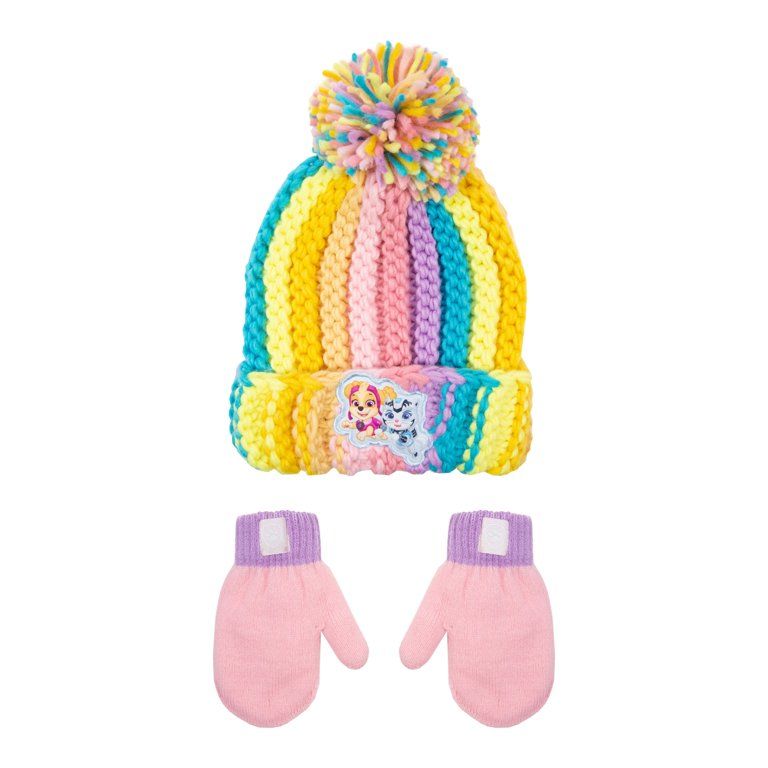 Paw Patrol Licensed Toddler Girls Knit Beanie Hat and Gloves Set, 2-Piece, One Size | Walmart (US)