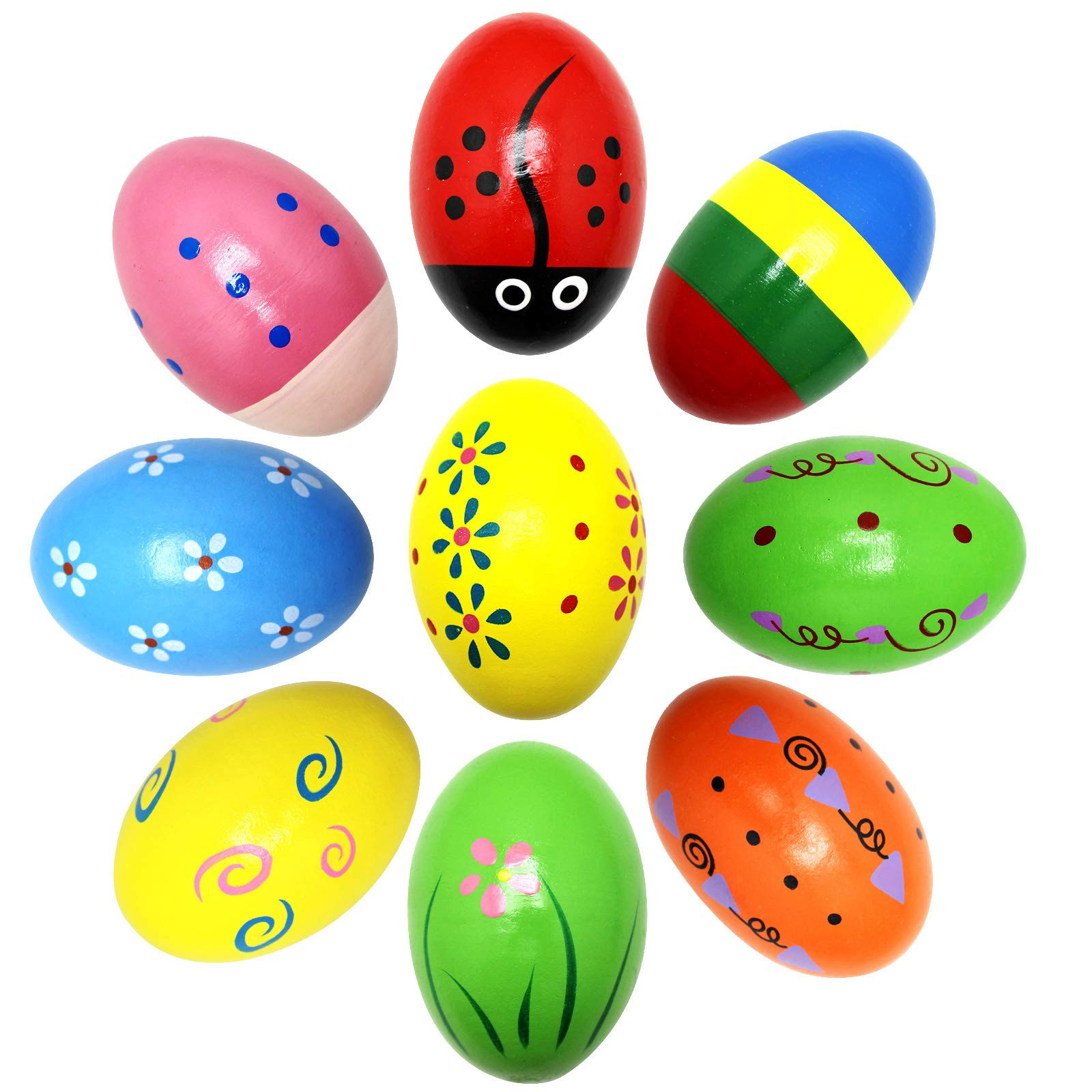 9 Pcs Wooden Baby Easter Eggs Shakers Musical Instruments Easter Eggs for Baby Kids Easter Party ... | Amazon (US)