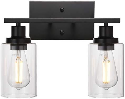 MELUCEE 2-Light Black Wall Sconce Industrial Vintage with Clear Glass Shade and Metal Base, Bathroom | Amazon (US)