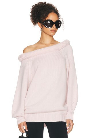 Helsa Cressidia Off Shoulder Sweater in Pink | FWRD 