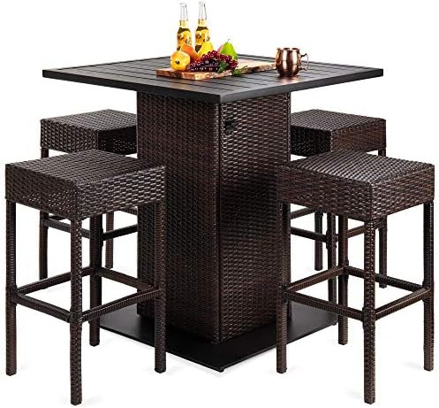 Best Choice Products 5-Piece Outdoor Wicker Bar Table Set for Patio, Poolside, Backyard w/Built-i... | Amazon (US)