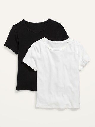 Fitted Cropped Rib-Knit T-Shirt 2-Pack for Women | Old Navy (US)