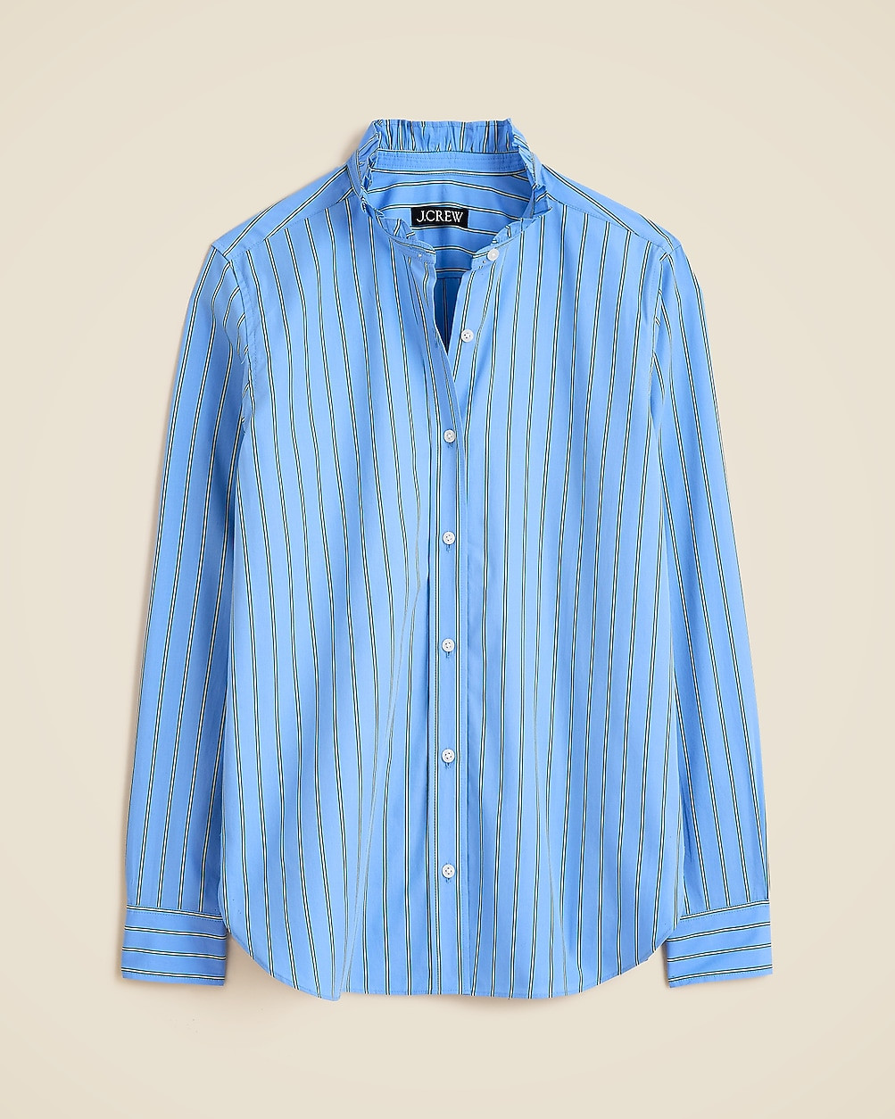 Petite Jules ruffle-collar shirt in striped cotton poplin | J. Crew US