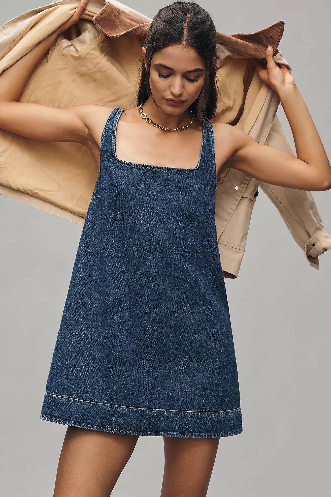 Reformation Myla Sleeveless Square-Neck Denim Mini Dress | Anthropologie (US)