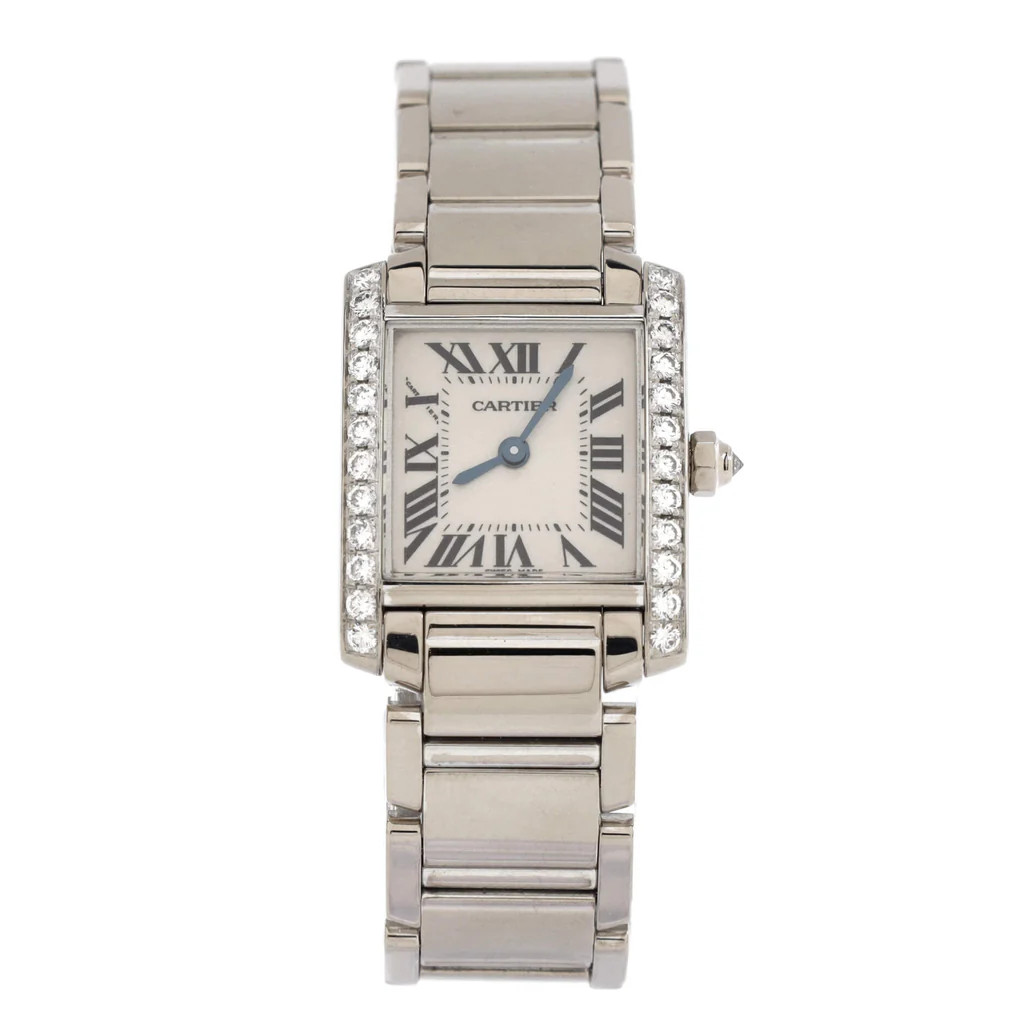 Tank Francaise Quartz Watch White Gold with Diamond Bezel 20 | Rebag