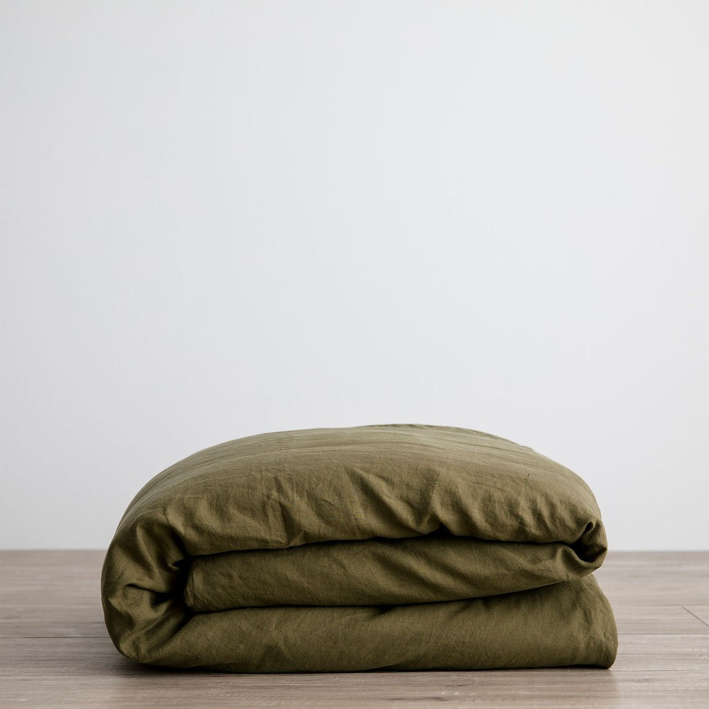 Linen Duvet Cover - Olive | Cultiver