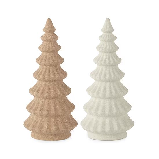 North Pole Trading Co. Woodland Retreat 8" Ceramic Sanded Christmas Tabletop Tree Collection | JCPenney