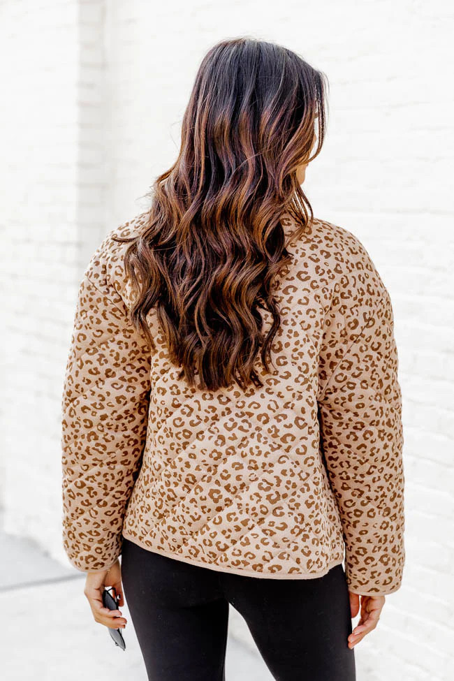 Push Through Leopard Print Quilted Jacket | Pink Lily