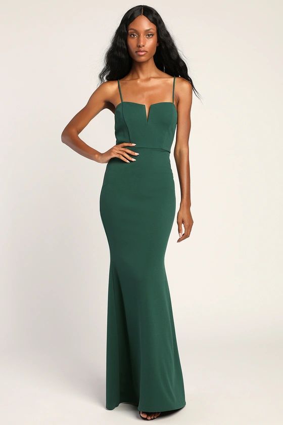 Finding the One Forest Green Mermaid Maxi Dress | Lulus (US)