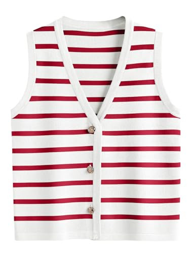 LILLUSORY Vest Tops for Women 2026 Spring Striped Sweaters Button Up Summer Business Casual Outfi... | Amazon (US)