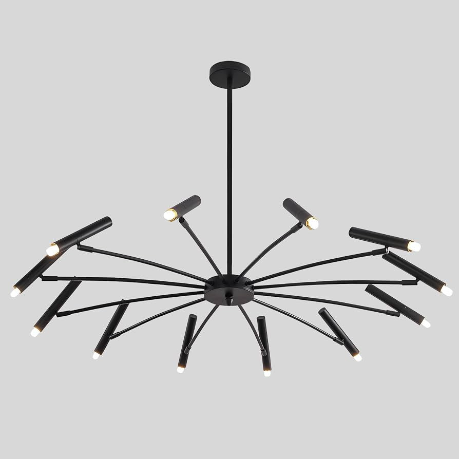 KCO Lighting Modern Black Sputnik Chandelier Mid Century Vintage 12-Lights Semi Flush Mount Chand... | Amazon (US)