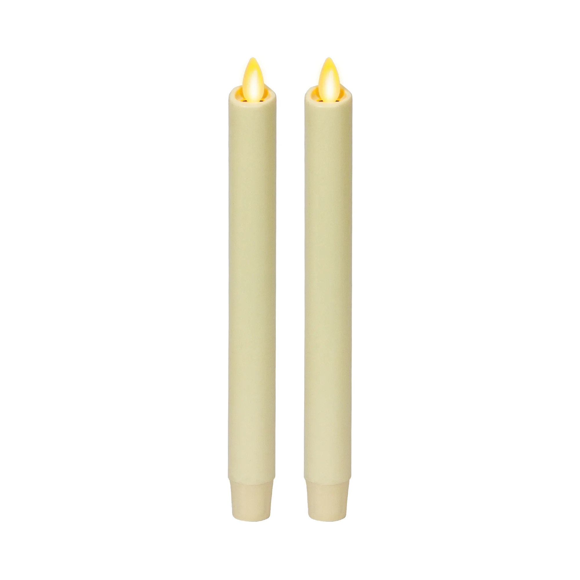 Luminara - Set of 2 Ivory Flameless Candle Tapers - Scallop Top Unscented - 1.0" x 9.7" - Walmart... | Walmart (US)