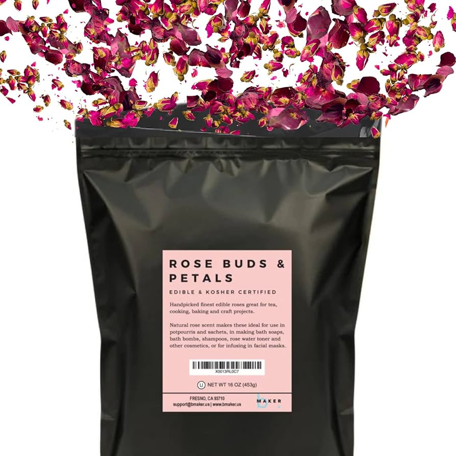 Dried Rose Petals and Rose Buds - Red - 1 Pound Edible Flowers - Use in Tea, Baking, Making Rose ... | Amazon (US)