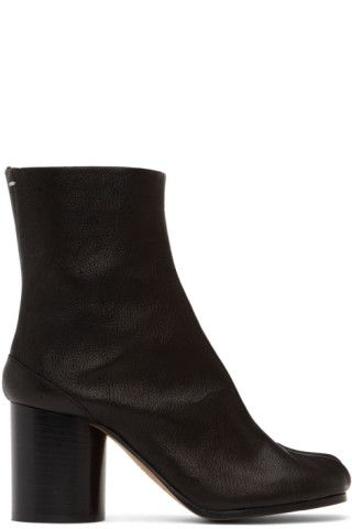 Black Leather Tabi Boots | SSENSE