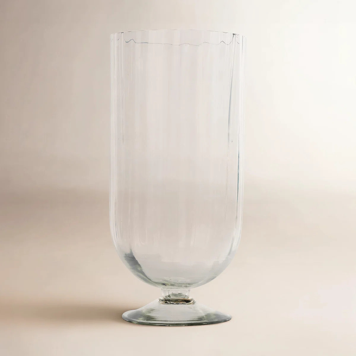Perry And Grey Glass Ribbed Candle Holder With Elevated Base | Wayfair North America