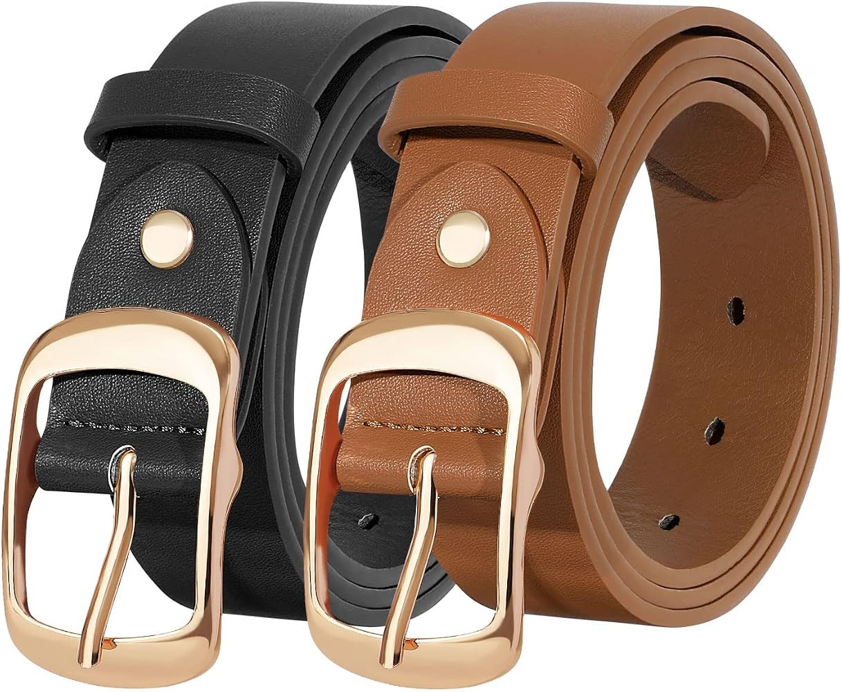 SUOSDEY Fashion Womens Leather Belt, Soft Leather Waist Belt with Pin Buckle for Jeans Pants,widt... | Amazon (US)