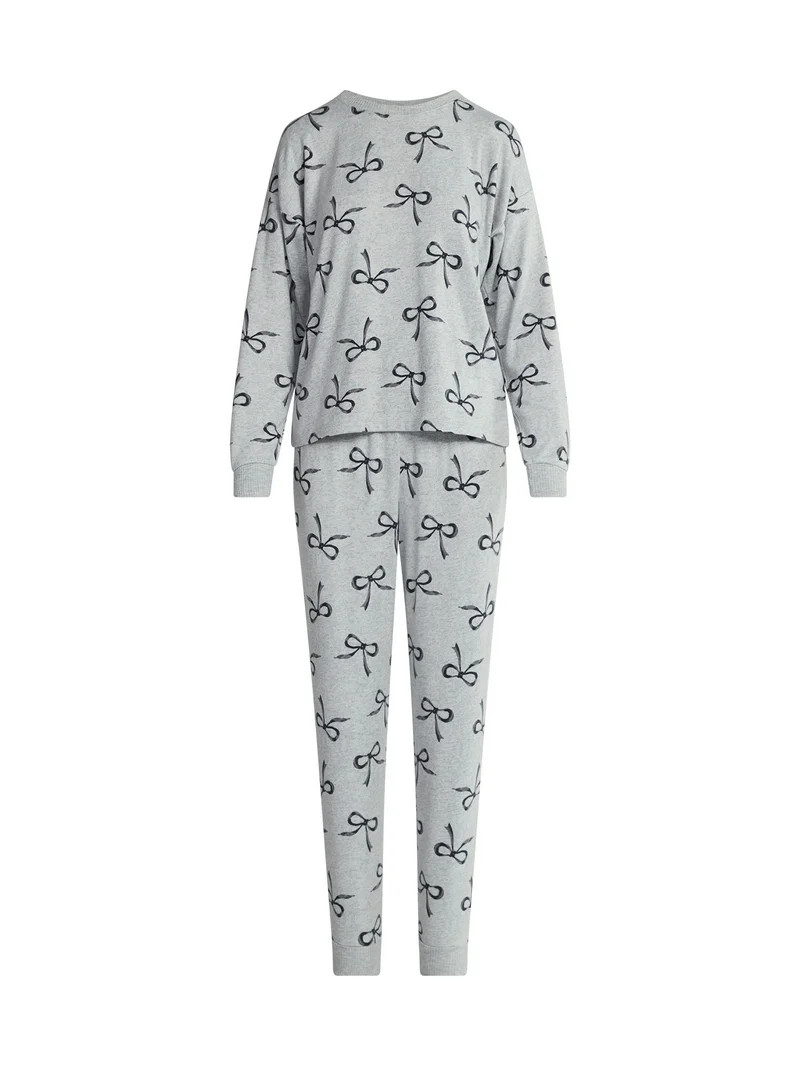 Joyspun Women's Cozy Lounge Collection Hacci Knit Long Sleeve Top and Joggers Pajama Set, Sizes X... | Walmart (US)