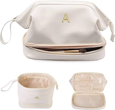 Women Gifts, Christmas Gifts, Initial Large Makeup Bag, Travel Essentials, Personalized Double La... | Amazon (US)