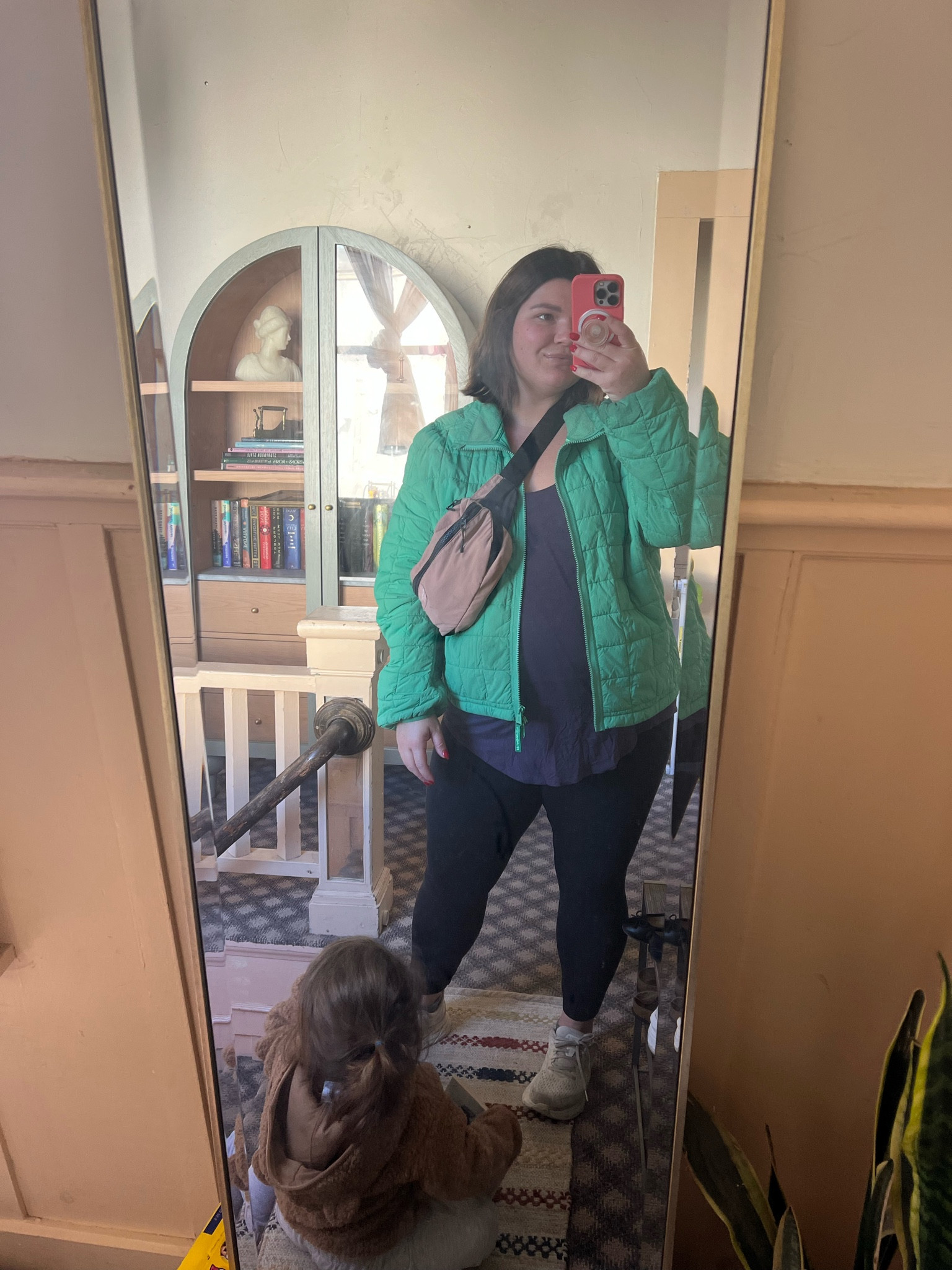 Wall outfit of the day at 33 weeks pregnant! My favorite free people puffer size large (is oversized when not pregnant but still fits now!), flowy Soma tank with built in bra size large. Lululemon aligns size 10  

#LTKSeasonal #LTKmidsize #LTKbump