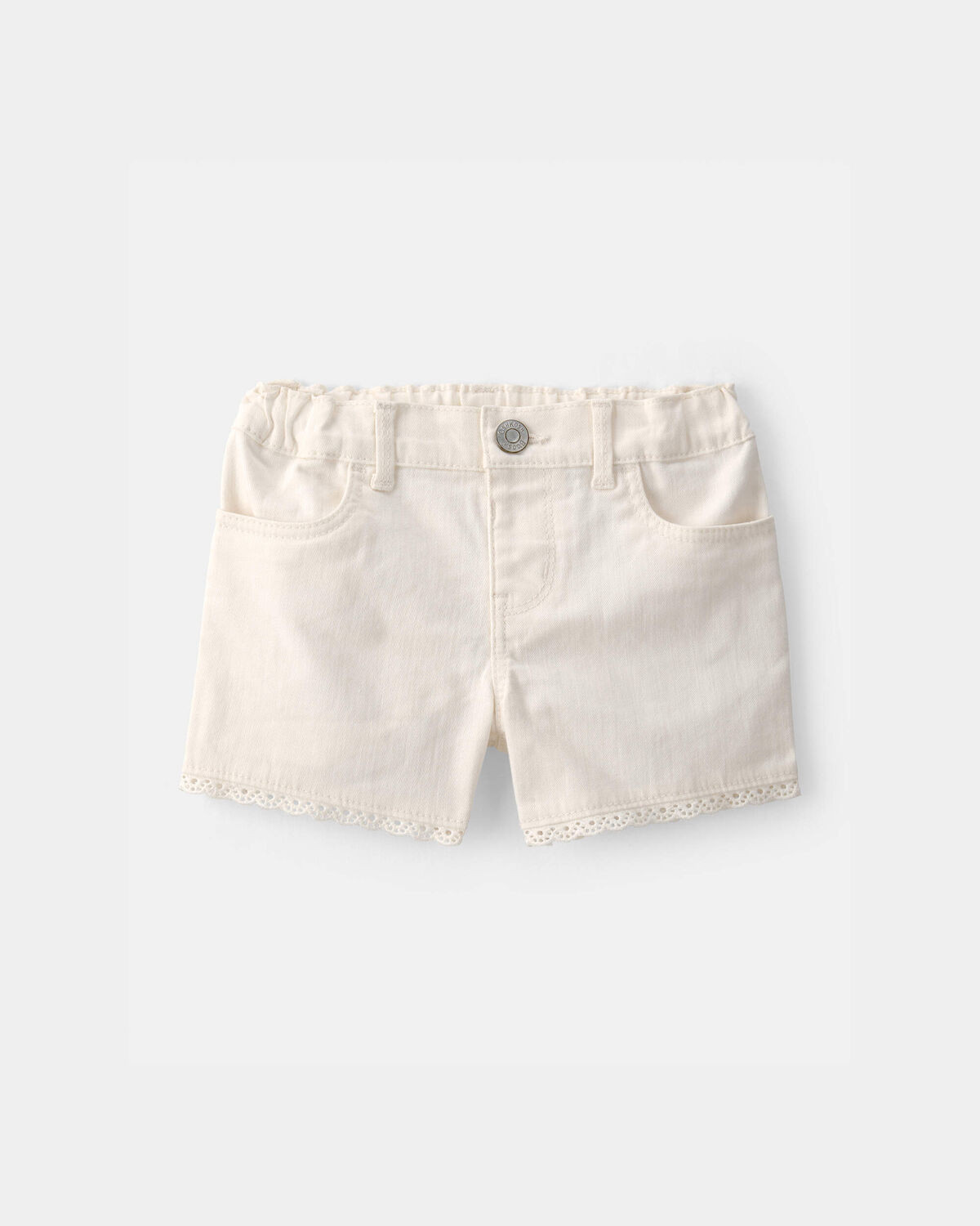Toddler Girl Eyelet Trim Twill Shorts - Cream | Carter's Inc