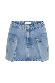 Lylah Denim Pocket Mini Skirt - Mid Blue | MESHKI US