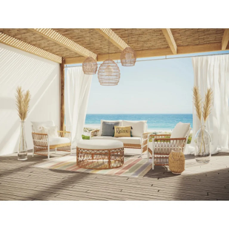 Better Homes & Gardens Lilah 4 Piece Outdoor Conversation Set, White | Walmart (US)