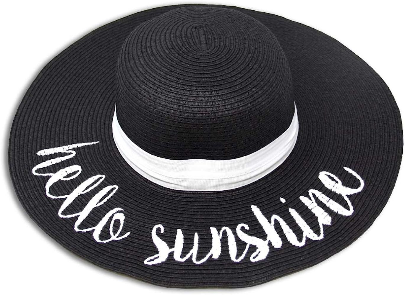 Me Plus Women Spring Summer Beach Paper Embroidered Lettering Floppy Hats | Amazon (US)