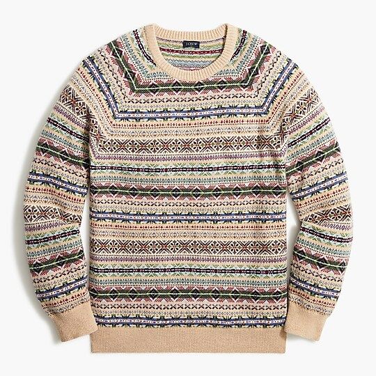 Wool-blend Fair Isle crewneck sweater | J.Crew Factory