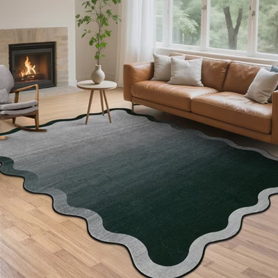 Modern Bedroom Rug 5x7 Washable Rug Scalloped Ombre Throw Carpet Non Slip Non-Shedding Low Pile Rugs Indoor Soft Contemporary Floor Mat | Target