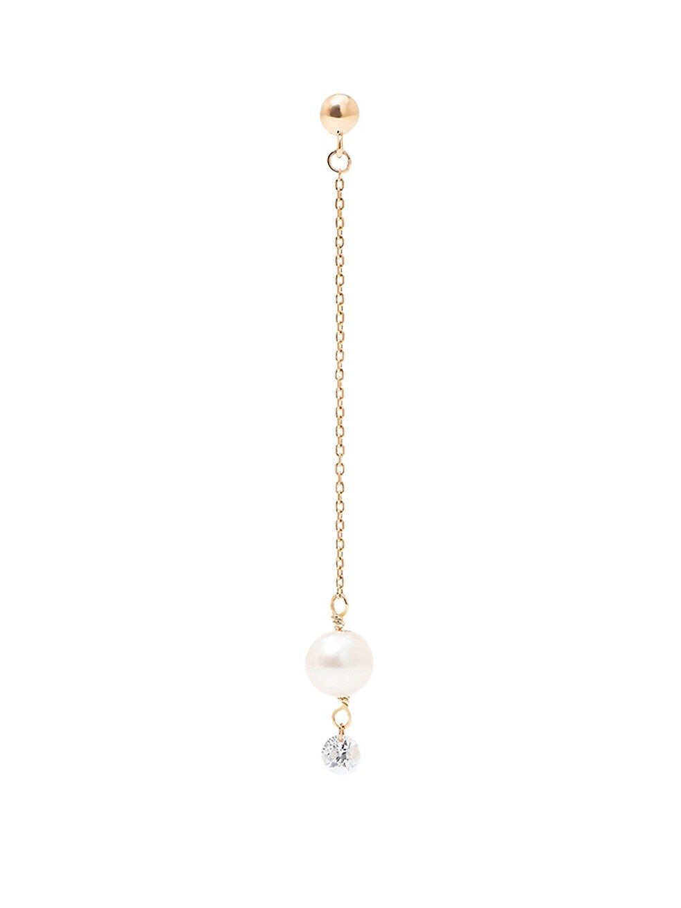 18K Yellow Gold, Cultured Pearl & Diamond Single Chain Earrings | Saks Fifth Avenue (UK)