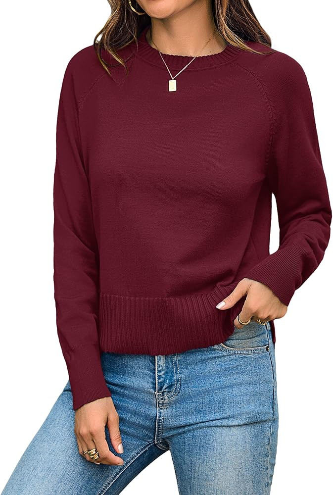 Totatuit Women Cute Cropped Sweater Mock Neck Long Sleeve Lightweight Knit Loose Pullover Sweater... | Amazon (US)