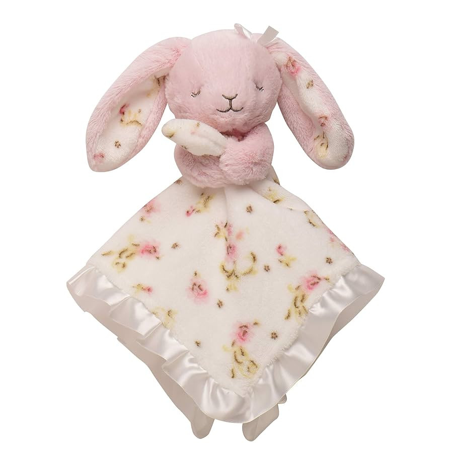 Little Me Plush Rattle Baby Snuggle Blanket with Embroidery and Satin, Bunny (15 inch) | Amazon (US)