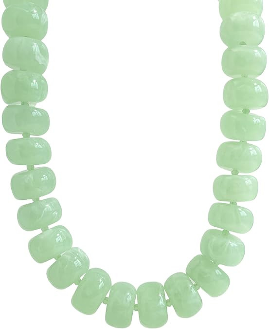 Miniature Glass Bead & Oversized Multi-Color Resin Bead Statement Necklace - 17"+3" Extender Chai... | Amazon (US)