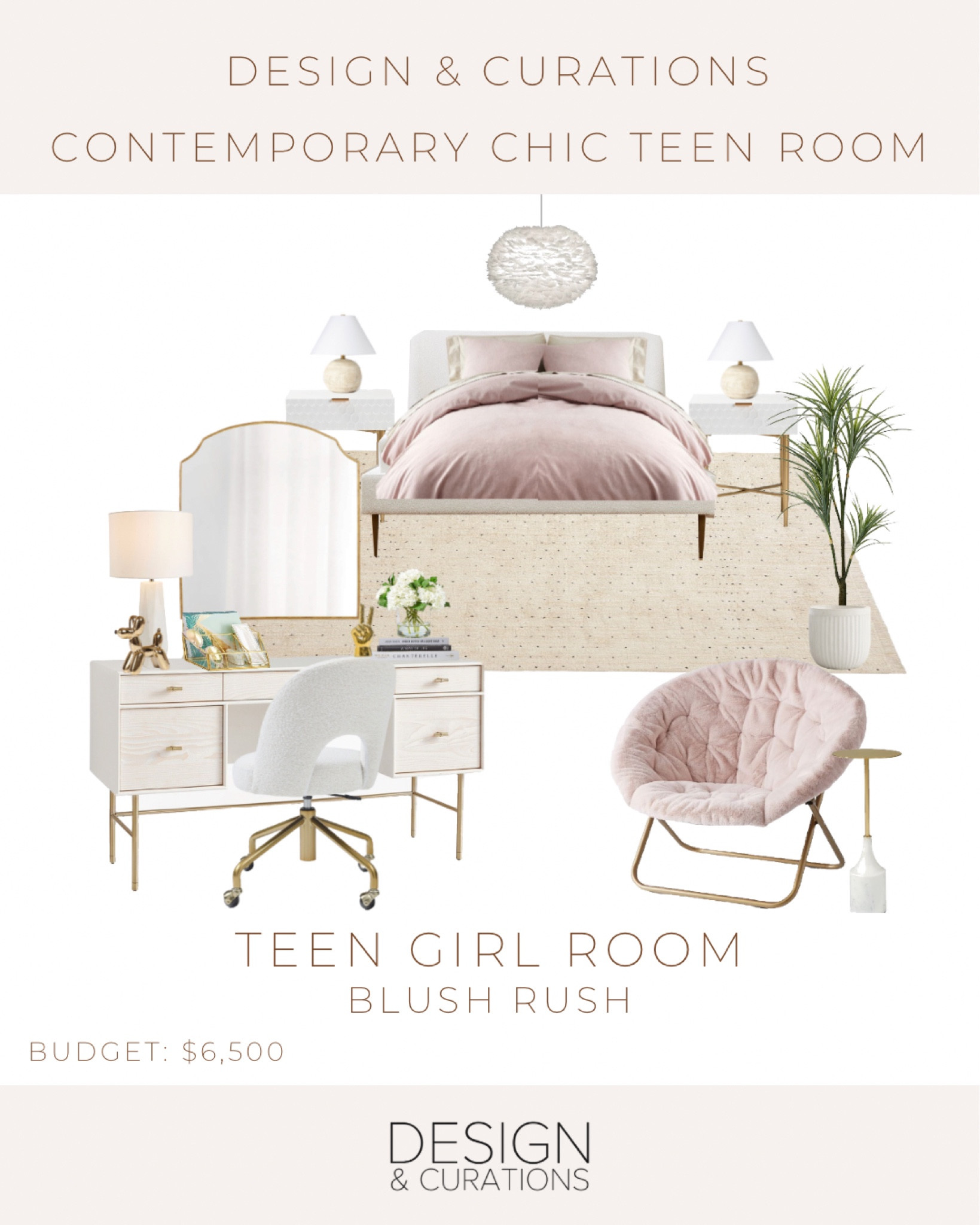 Contemporary chic, teen room, home, decor. White upholstered, bed, lawnchair, pink blush, vanity / study desk. Fluffy, feather ceiling light, chandelier.

#LTKFind #LTKhome