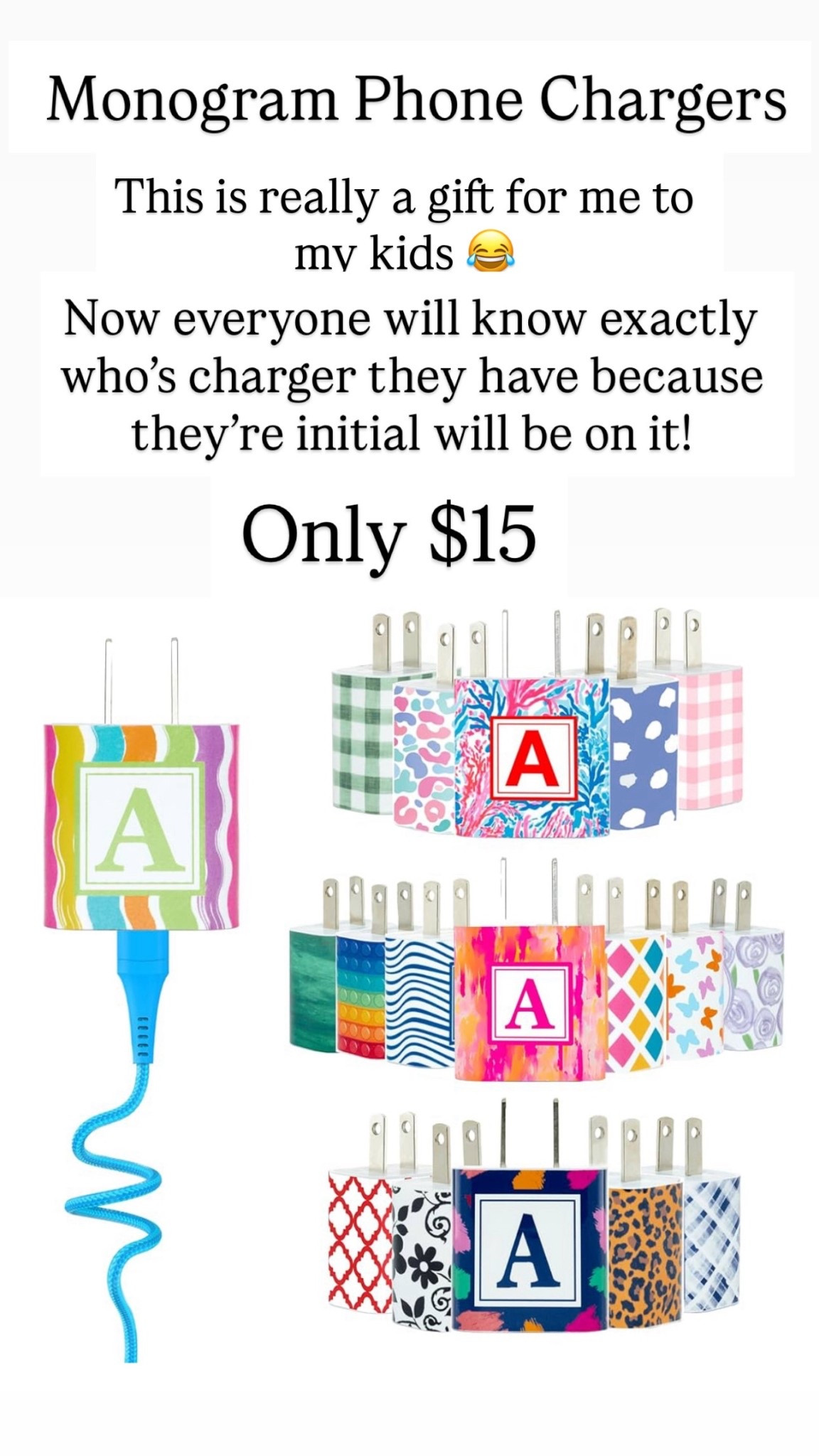  Monogram Phone Charger - great gift!!!

#LTKGiftGuide #LTKHoliday