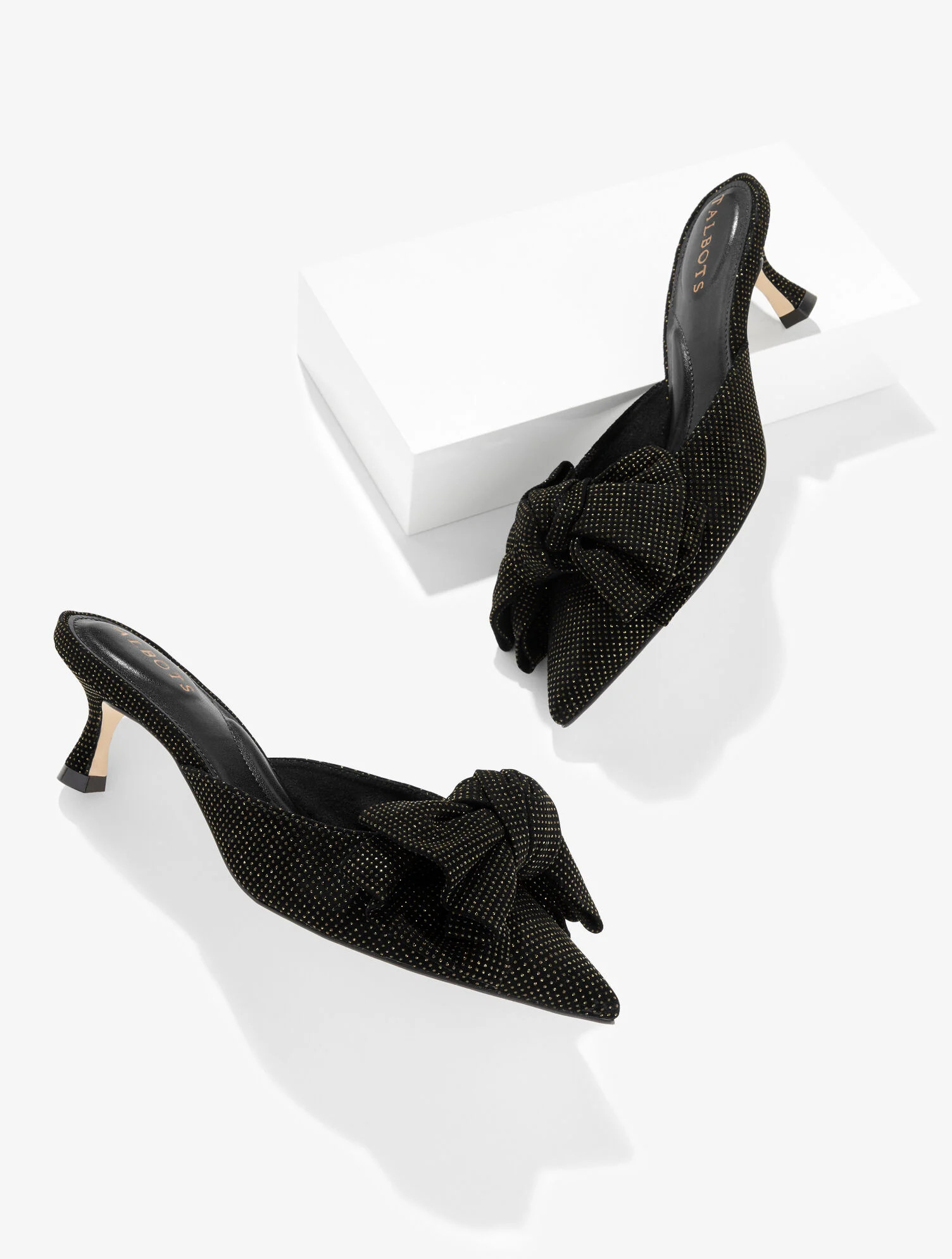 Ember Bow Crystal Leather Mules | Talbots