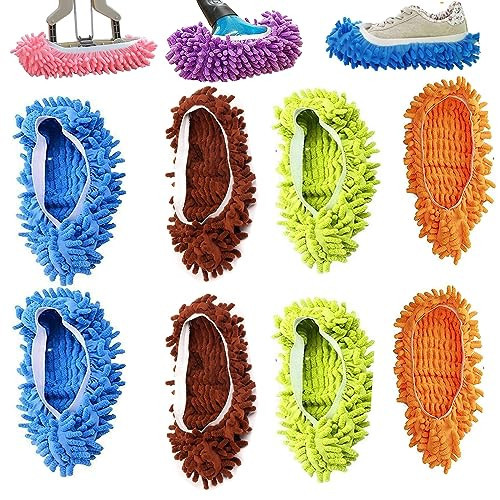 YWSHF Mop Slippers Shoes Cover Dust Duster Slippers Foot Socks Hair Cleaners Sweeping Microfiber Mop Cleaning Floor House Office Bathrron Kitchen Washable Reusable 8 PCS 4 Pairs | Amazon (US)