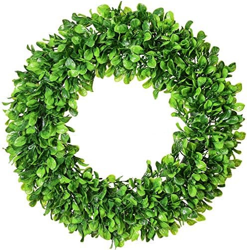 Lvydec Artificial Green Leaves Wreath - 20" Large Boxwood Wreath for Front Door Wall Window Farmhous | Amazon (US)