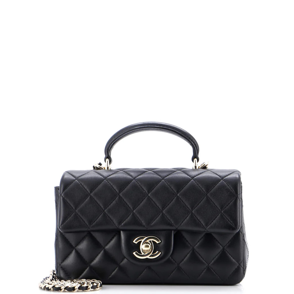 Classic Single Flap Top Handle Bag Quilted Lambskin Mini | Rebag