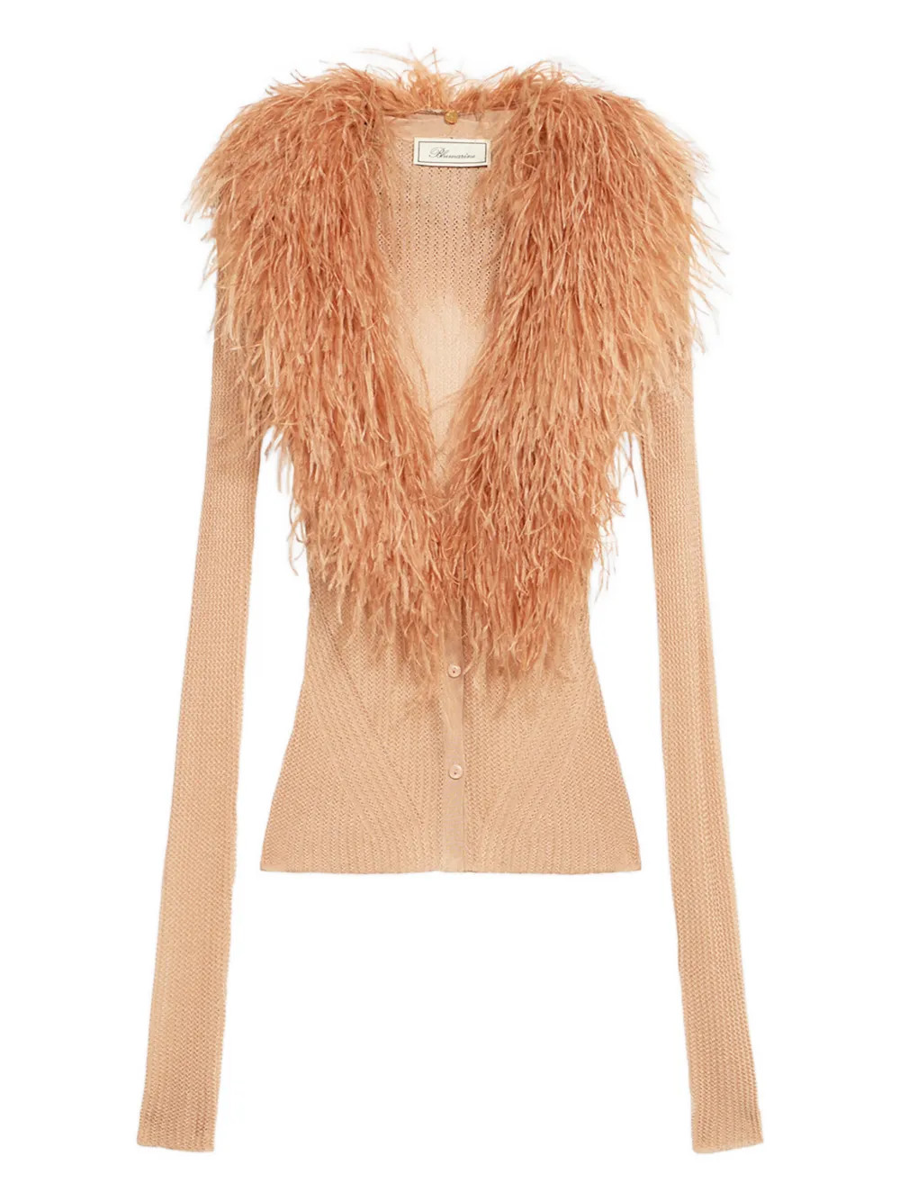 feather-collar cardigan | Farfetch Global