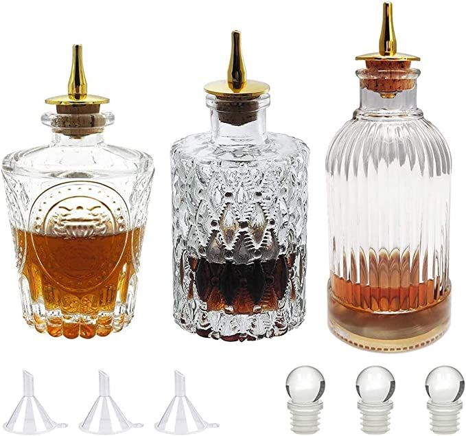 LINALL Bitters Bottle Set - Glass Vintage Bottle, Decorative Bottles with Dash Top, Dasher Bottle... | Amazon (US)