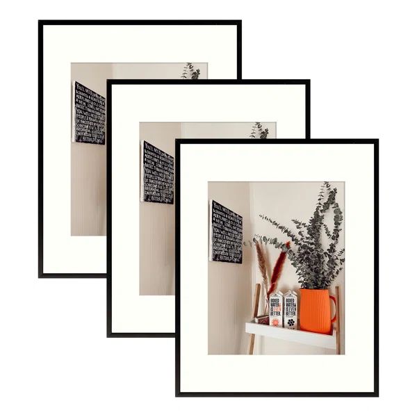 Grattan 11x14 Aluminum Picture Frame Black, Displays 8x10 Photo With Mat, Metal Frame for Wall Mo... | Wayfair North America