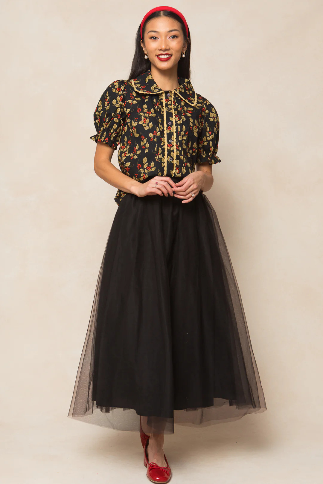 Sophia Blouse in Holly Berry | Ivy City Co